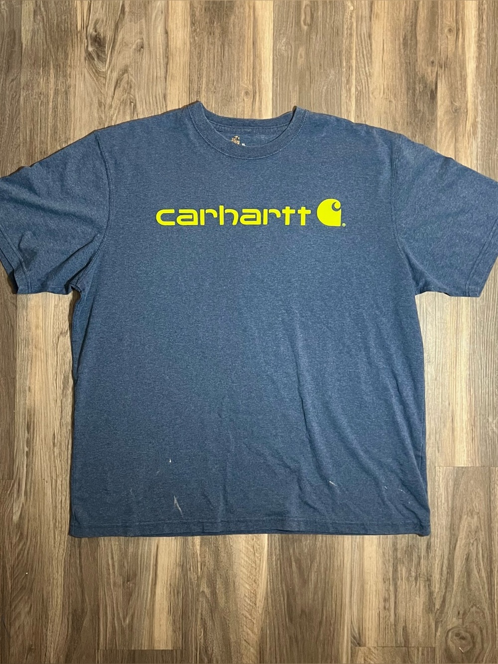 Blue Carhartt Spellout Graphic Print T-shirt Size XL Faded